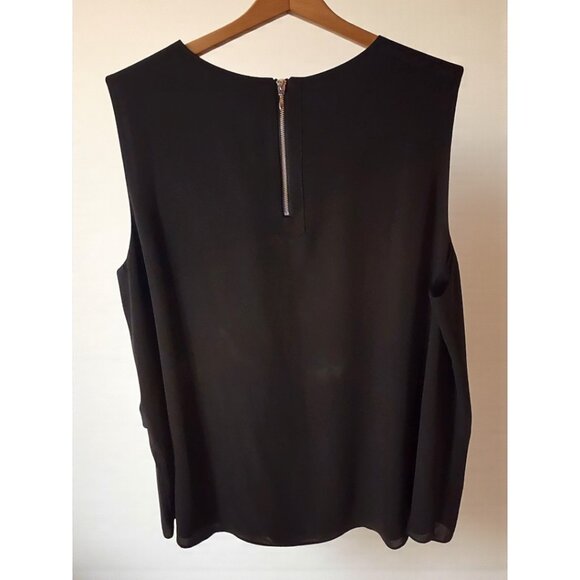 Chico’s Black Sleeveless Tank Top Blouse Size 3 (16/18 XL) Back Zip Overlay - Picture 4 of 10